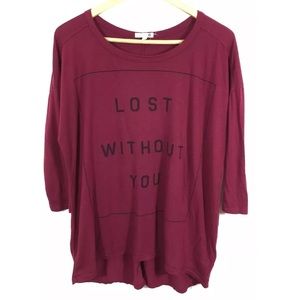 Sundry Lost Without You Burgundy Tunic Top O/S